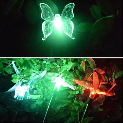 3 szt. Zewnętrzny ogród Yard LED Motyl W kształcie ważki Solar Decor Lampa trawnikowa