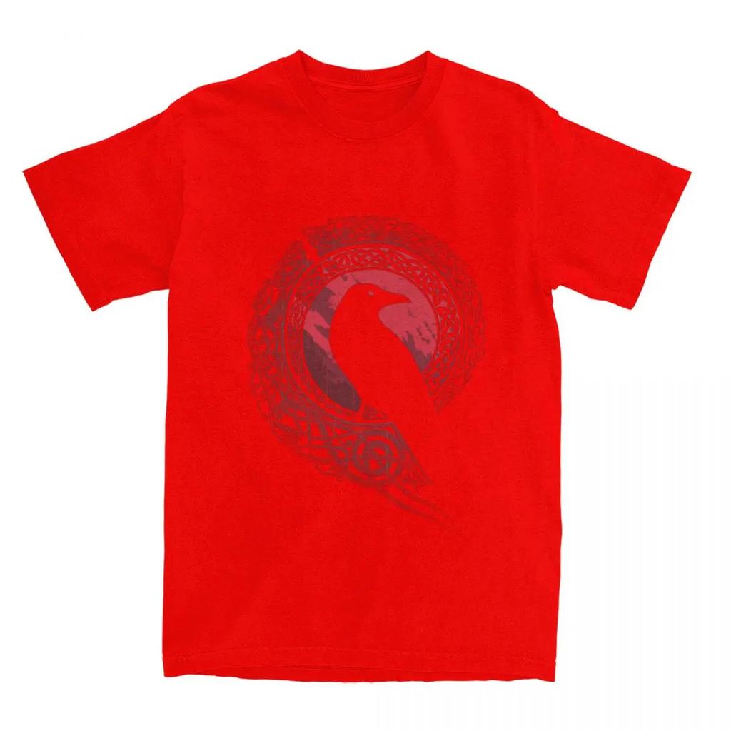 Unique EDDA Bird Viking Valhalla Odin T-Shirts for Men Crewneck Pure Cotton T Shirts Short Sleeve Tee Shirt Plus Size Clothes
