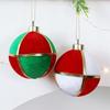 Round Soft Fabric Holiday Ornament with Ribbon Accent and Display Cord for Party Photos, Entryways and Seasonal Displays