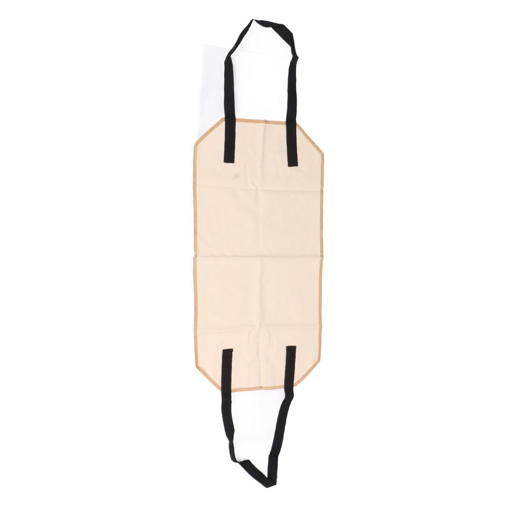 Large Canvas Firewood Carrier Log Bag Indoor Fireplace Log Carrier Holders Portable Wearproof Firewood Bag Beige