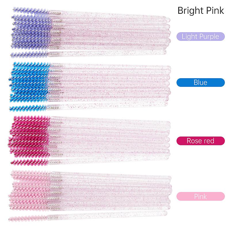50Pcs Makeup Eyelash Brushes Disposable Crystal Eyebrow Brush Diamond Handle Mascara Wand Applicator Lashes Extension Tools