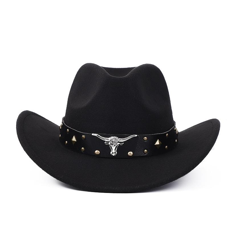 Тибетская высокая шляпа, Западная ковбойская шляпа, Тибетская фетровая шляпа, Голова коровы, Луг, Плато, Этнический стиль, Шляпа для улицы M（56-59cm）