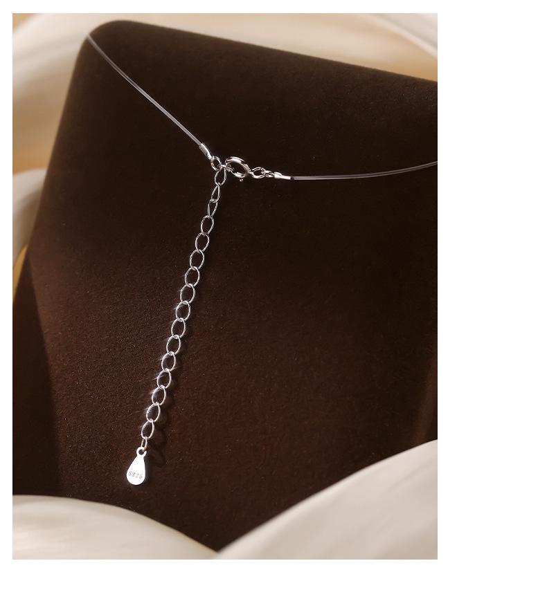 S925 Mermaid's Tears Necklace: Elegant Zircon Pendant on Invisible Fishing Line with Simple Luxury Clavicle Chain for Women