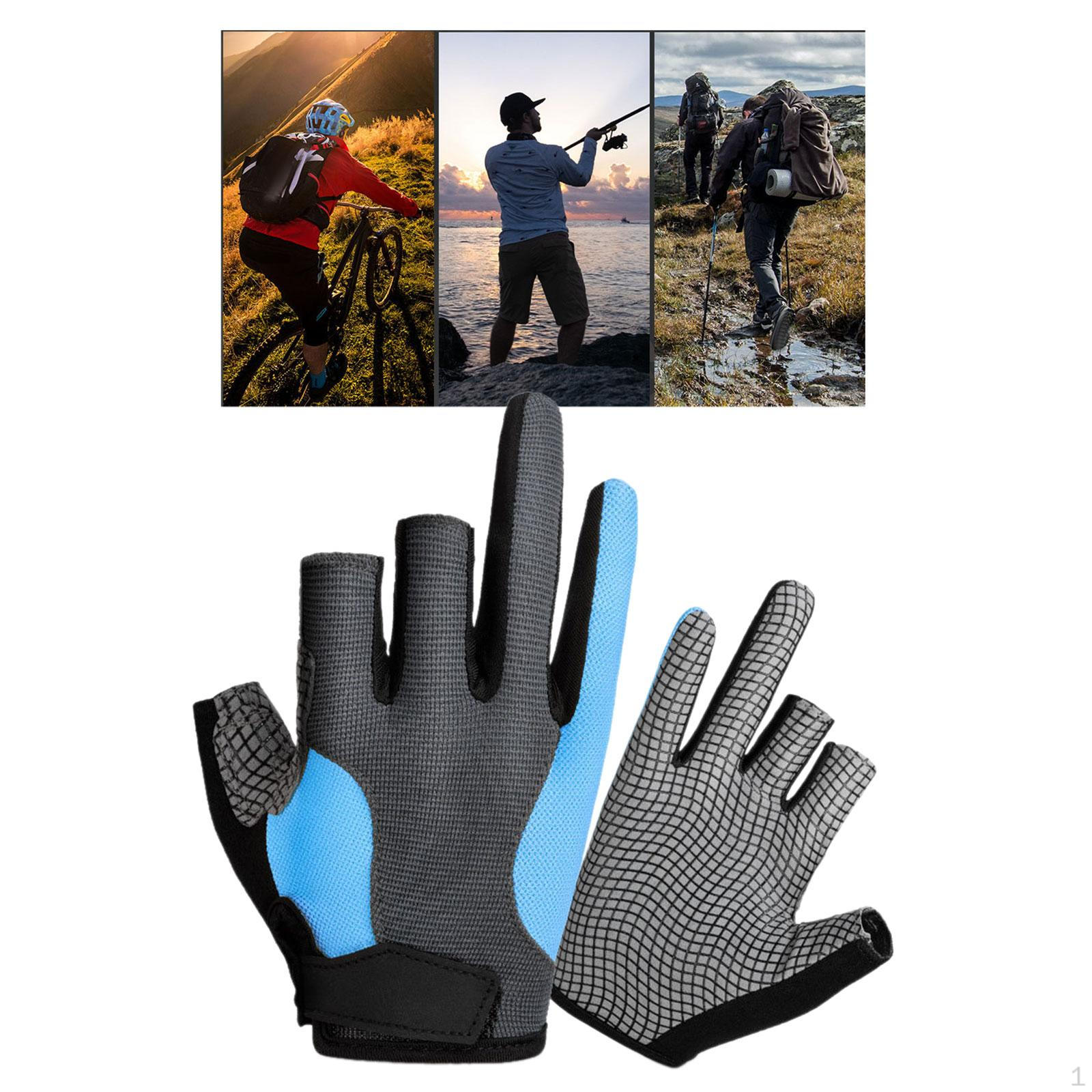 

Перчатки с 3 отрезанными пальцами, противоскользящая дышащая защита пальцев для женщин и мужчин, езда на велосипеде для улицы Gray Blue