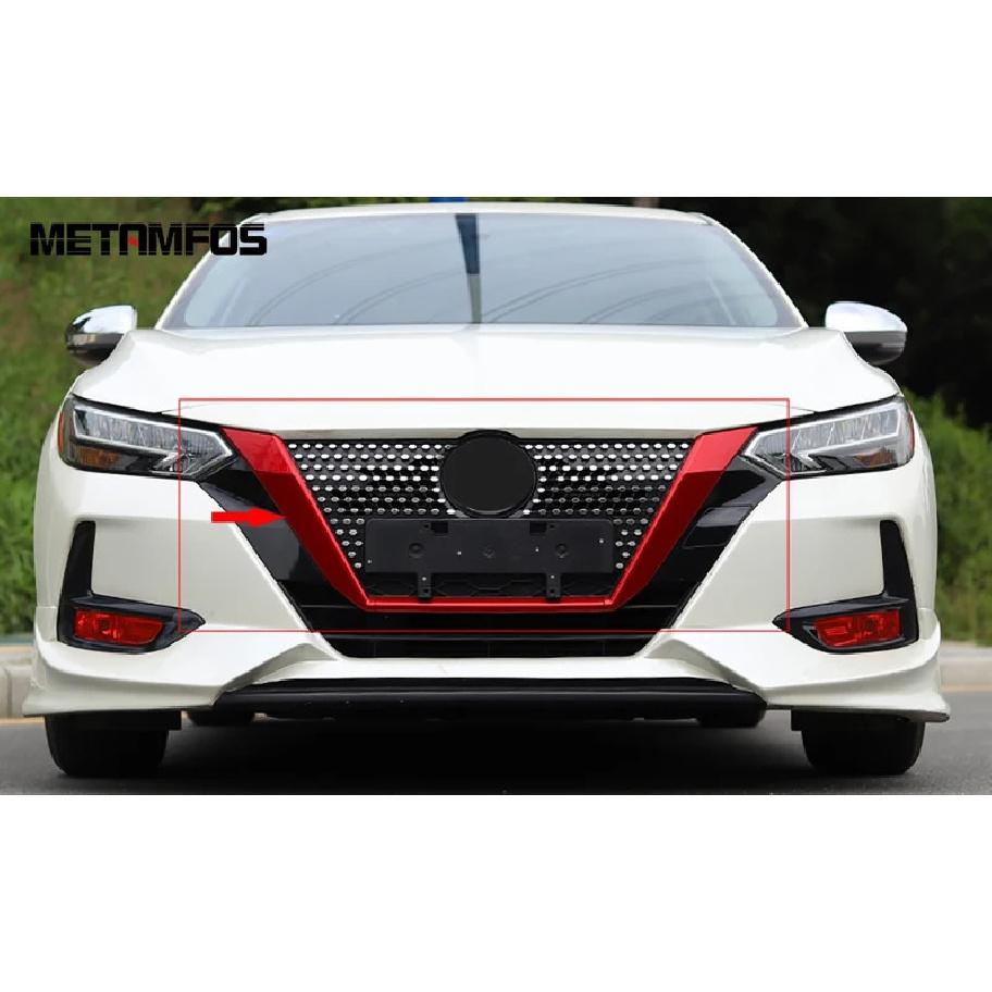 For Nissan Sentra Bluebird Sylphy - 2024 Front Center Mesh Grille Grill Cover Trim Molding Sticker Strip Car Accessories