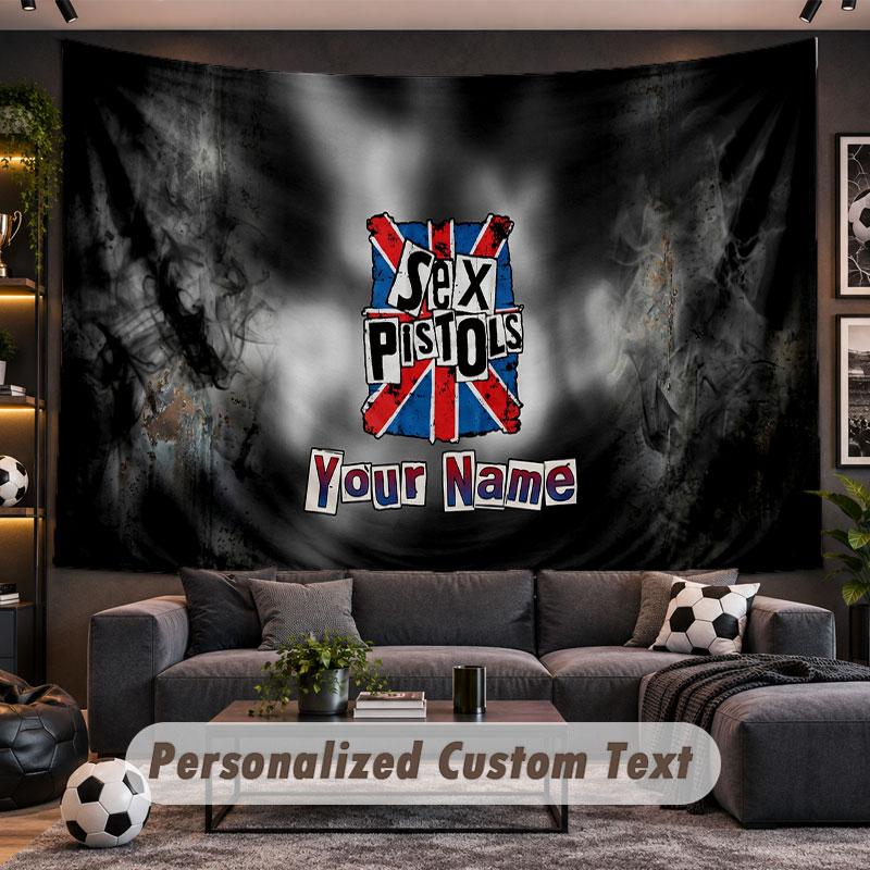 Wall Hanging Tapestry Custom NameSex Pistols Pattern Personalized Printed Fabric Wall Decor