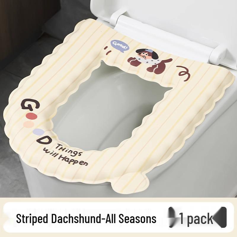 Waterproof EVA Washable Universal Toilet Seat Cover, All-Season Adhesive Thickened Pad.