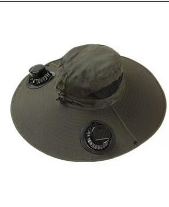 Solar-Powered Rechargeable Dual-Fan Fishing Hat for Sun Protection