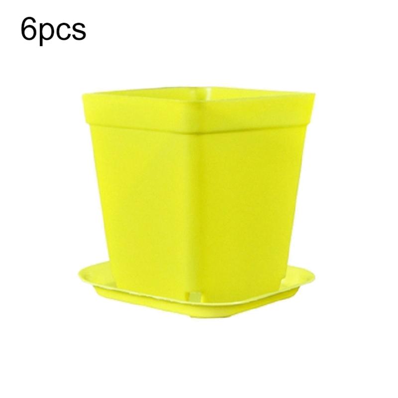 6pcs Plastic Square Flower Pot with Cover 7x7cm Garden Balcony Decoration Office Desktop Flower Pot Plant Growing Container TMZ