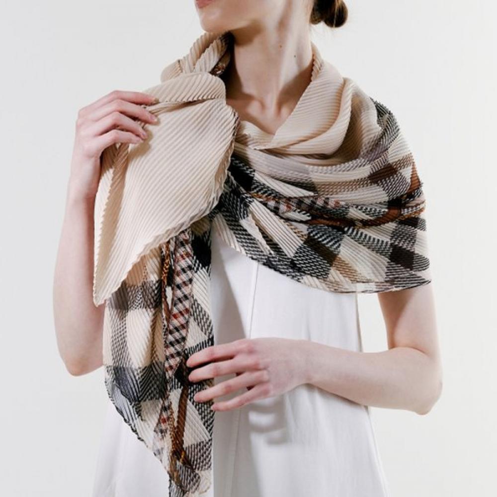 Daks Brown Check Pleats Shawl Scarf Dcsc4e775w2 Single option
