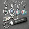 2026 Hot Sticker 1pcs 3D Metal Leather Car Styling Emblem Keychain Key Chain Rings For Alfa Romeo Accessorie Giulietta GT 159 14