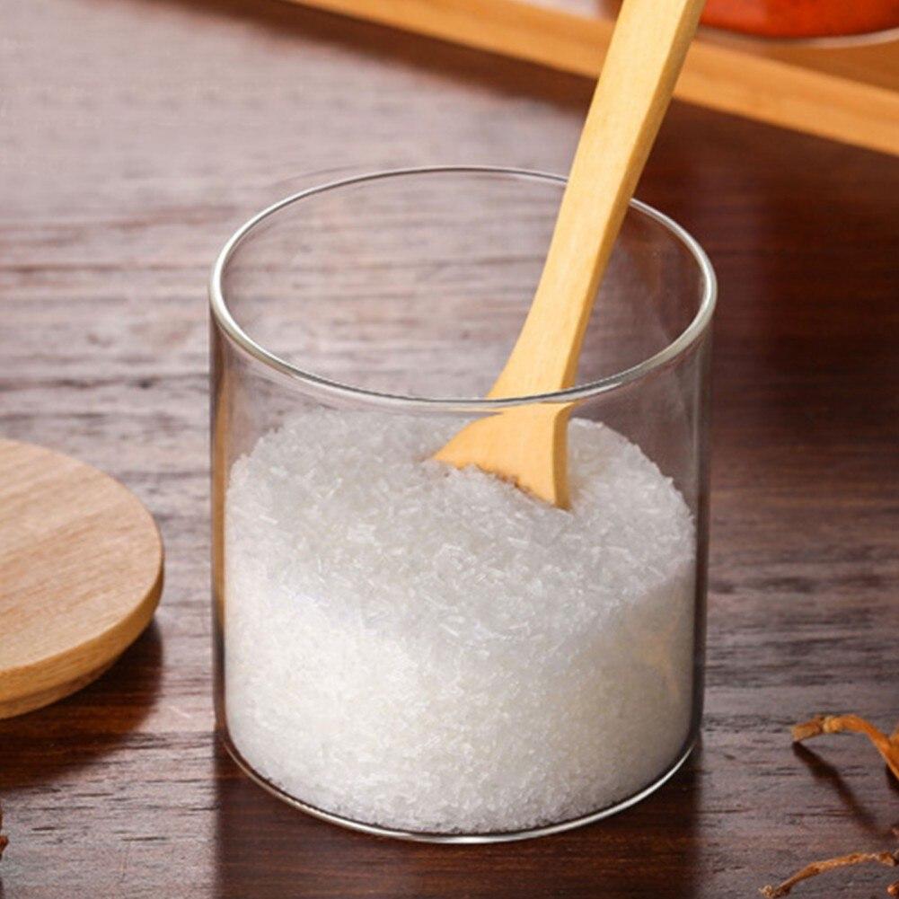 Condiment Container Bamboo Glass Durable Sturdy for Sugar And Salt