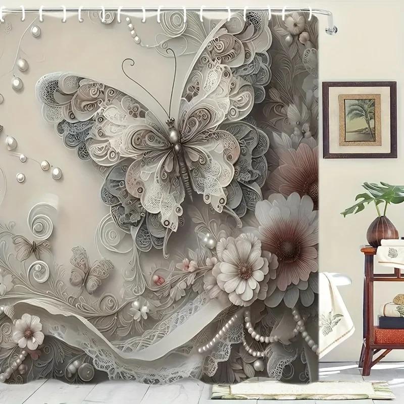 Ethereal Butterfly Shower Curtain - Delicate Bath Decor, Perfect for Those Who Love Soft and Nature-Inspired Designs