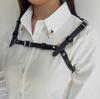 European-American Style Men's Black Choker Belt Body Chain with Chest Strap Harness