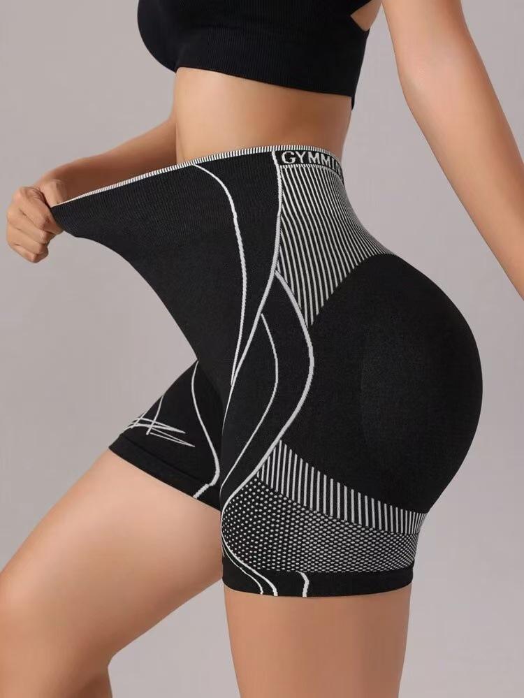 High-Waisted Butt-Lifting Three-Quarter Yoga Shorts for Women – Quick-Dry, Breathable, Seamless, High-Stretch, Slimming. Large чёрный