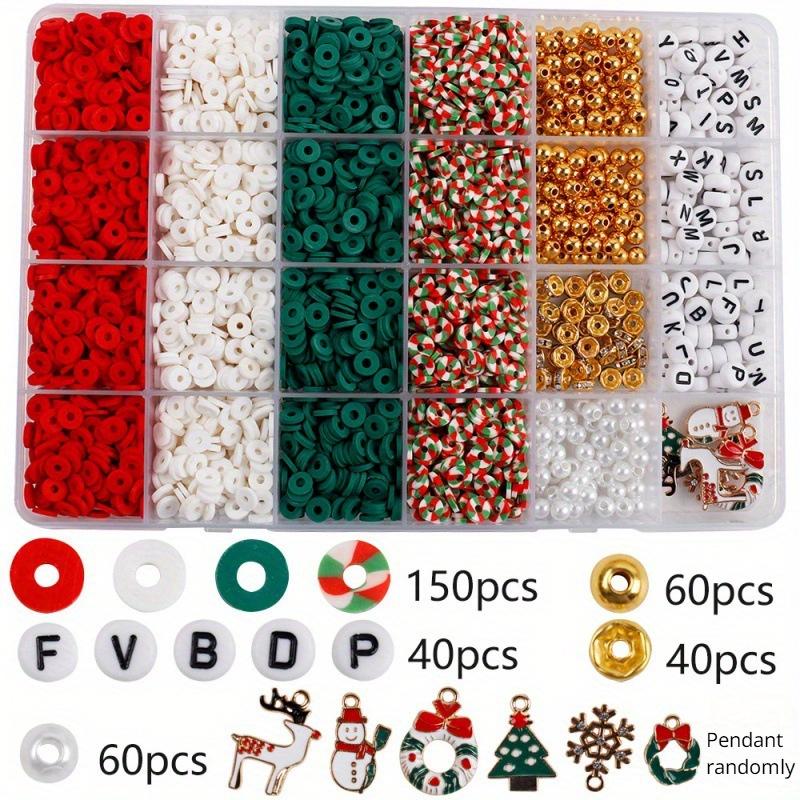 Christmas Style Jewelry Making Kit Natural Stone Beads and Polymer Clay Beads Craft Supplies.