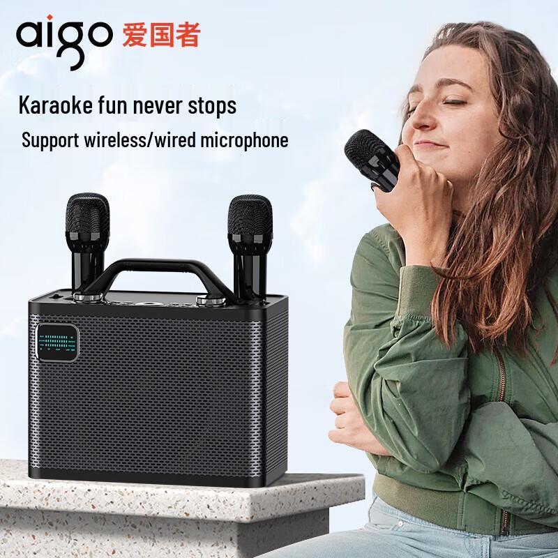 Aigo T198 Portable Bluetooth Guitar KTV Speaker with Dual Microphones