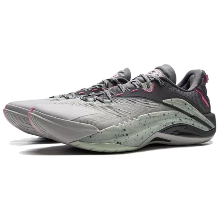 Li Ning Abrasion Resistant Support Rebound Grip Low Top Outdoor Performance Basketball Shoes Men's Gray Cyan Pink ABFV005-3