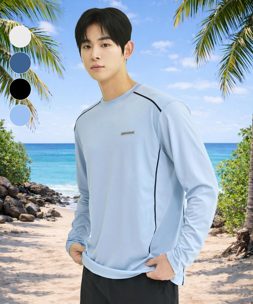 Helingbon Men'S Cool Mesh Loose Fit Long Sleeve Rash Guard (4 Colors) / Rg347M