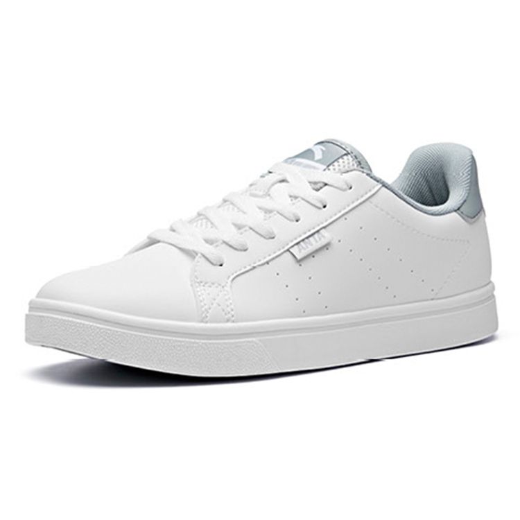 Anta Casual Simple Slip-Resistant Shock-Absorbing Durable Lightweight Low-Top Skate Shoes Men Sneakers White Gray 91628004-5