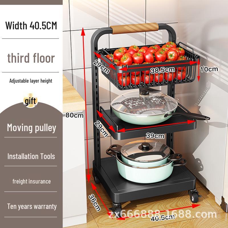 Floor-Standing Adjustable Kitchen Cookware Rack for Multi-Layer Storage