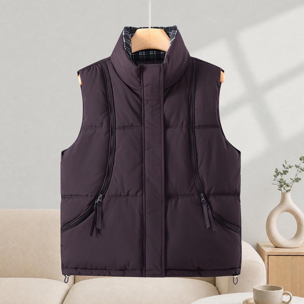 Winter new vest cotton stand-up collar fashionable loose foreign style warm women's vest vest vest jacket