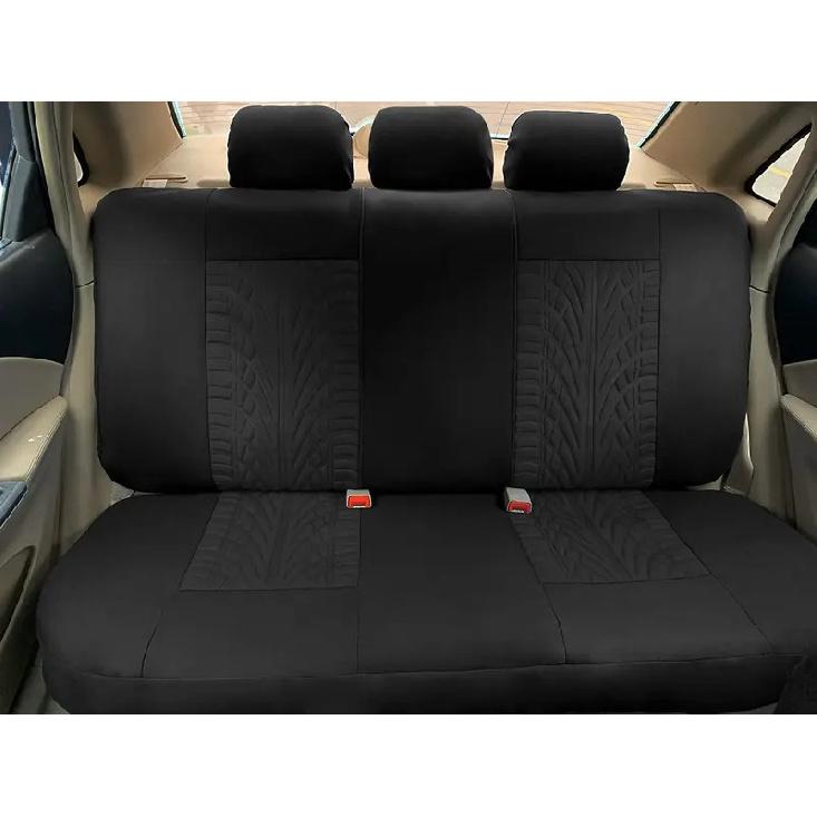 AUTO HIGH Universal Embroidery Car Seat Covers Full Set Polyester Fit Most Cars Truck SUV Van Front Rear Protector