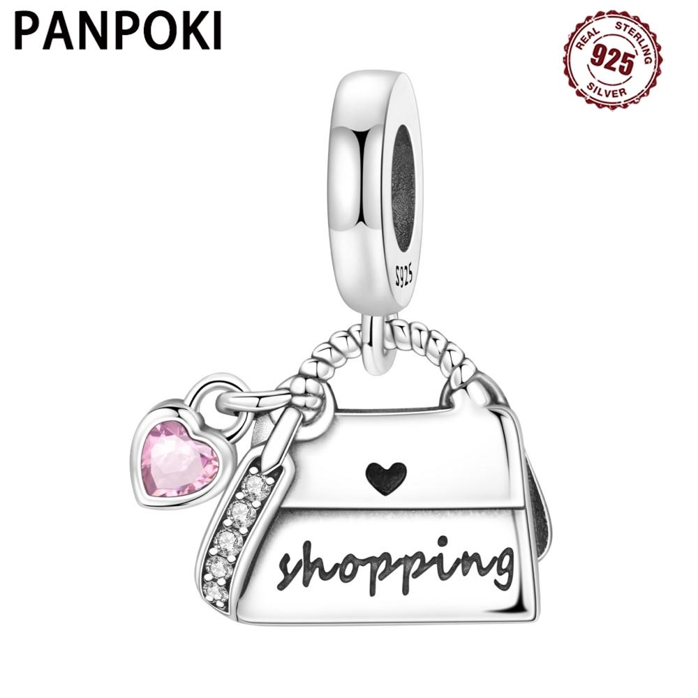 PANPOKI Copper Metal Shopping Bag Authentic Original Pendant Bead Components Bracelet High Quality Fine Jewelry Charm Bead Components High Quality