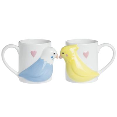 Sun Art Cute Tableware Porcelain Mug Pair 270ml Swan Goods Soothing Present Popular Birthday "Budgie" Pre-SAN2344