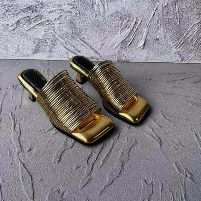 Damskie klapki designerskie, letnie, sandały na szpilce z kwadratowym noskiem, modne, codzienne, półpantofle dla kobiet, designerskie klapki, sandały damskie