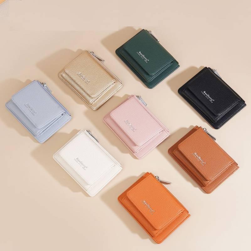 Fashionable Solid Color Letter Printed Women Three Fold Design Wallet Square
