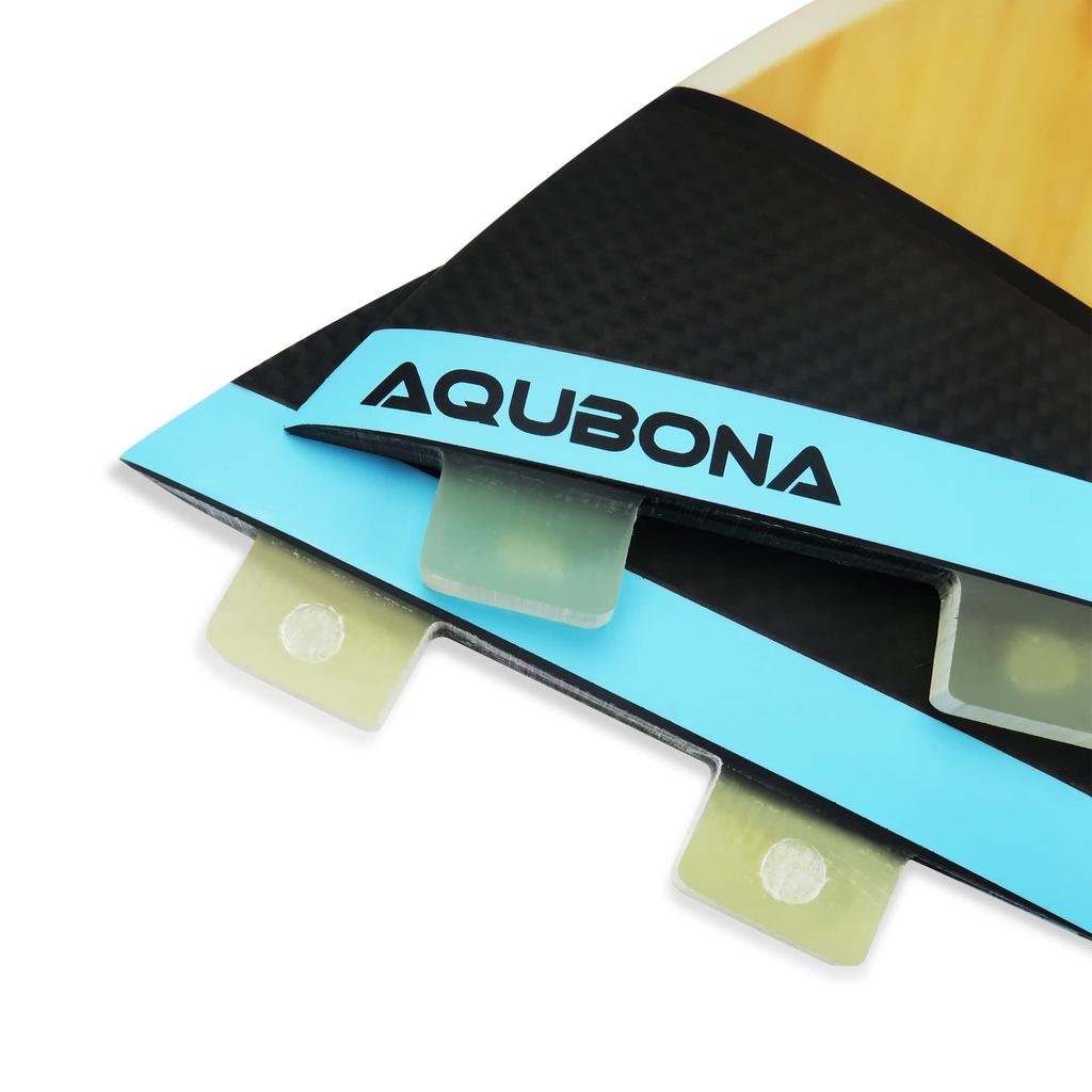 Bamboo Fiberglass Surfboard Fins, 3-Fin Set, Shortboard Accessories, MF Size, Single Twin Tabs (F 1 Bamboo)