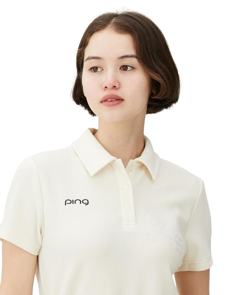 Ping Apparel Women's Short Sleeve Polo Shirt (UV Protection, Textured Jersey) / Golf / 622-4160212 030_White, Size LL
