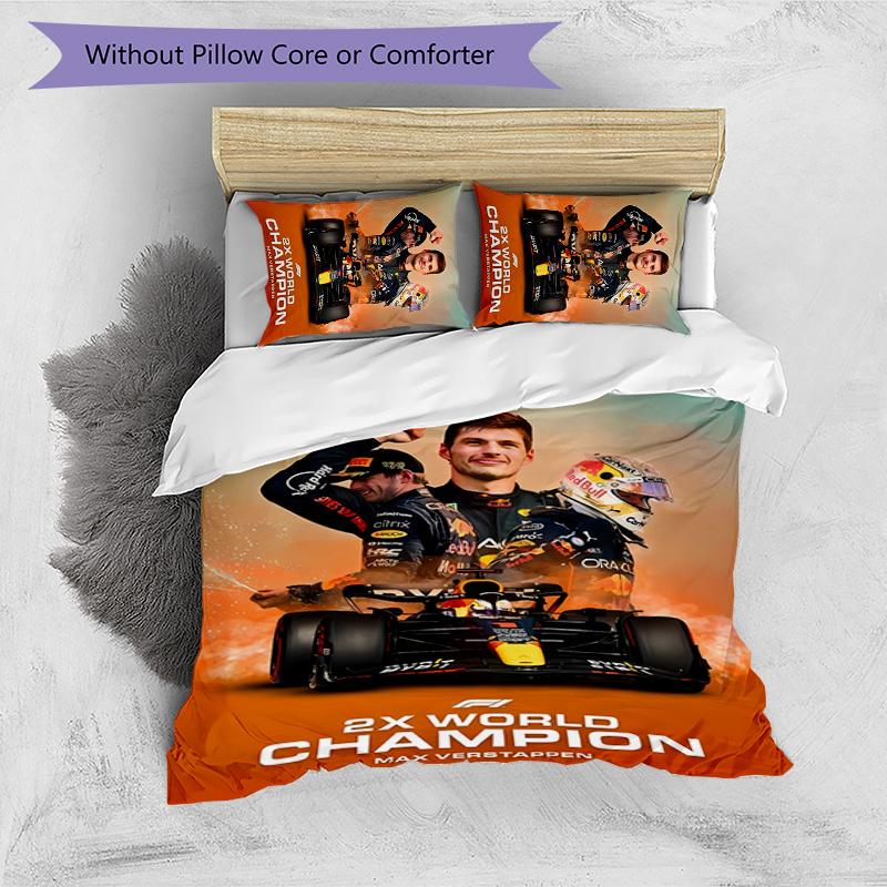 Set di biancheria da letto con motivo M-Max Verstappen per 3 persone, set copripiumino include copripiumino e federe, decorazione perfetta per la camera da letto per tutte le stagioni e regalo