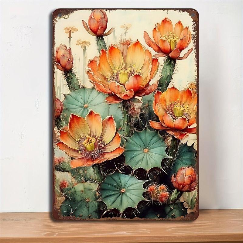 Vintage Metal Tin Sign Wall Art Floral Butterflies Decor for Home Living Room Kitchen