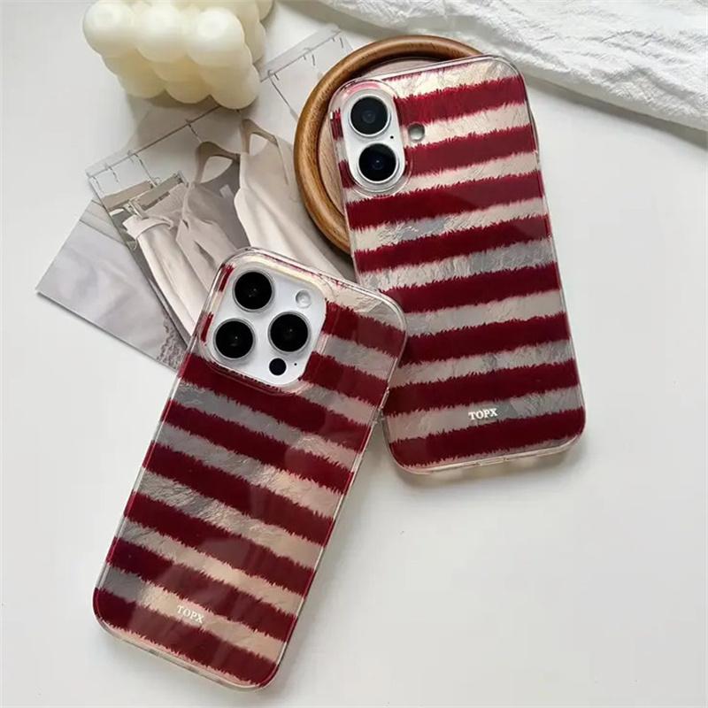 Red Yellow Stripes Vortex Pattern Phone Case for iPhone 16 15 Pro Max 14 13 12 11 XS XR X SE  7 8 Plus 16E Shockproof Cover