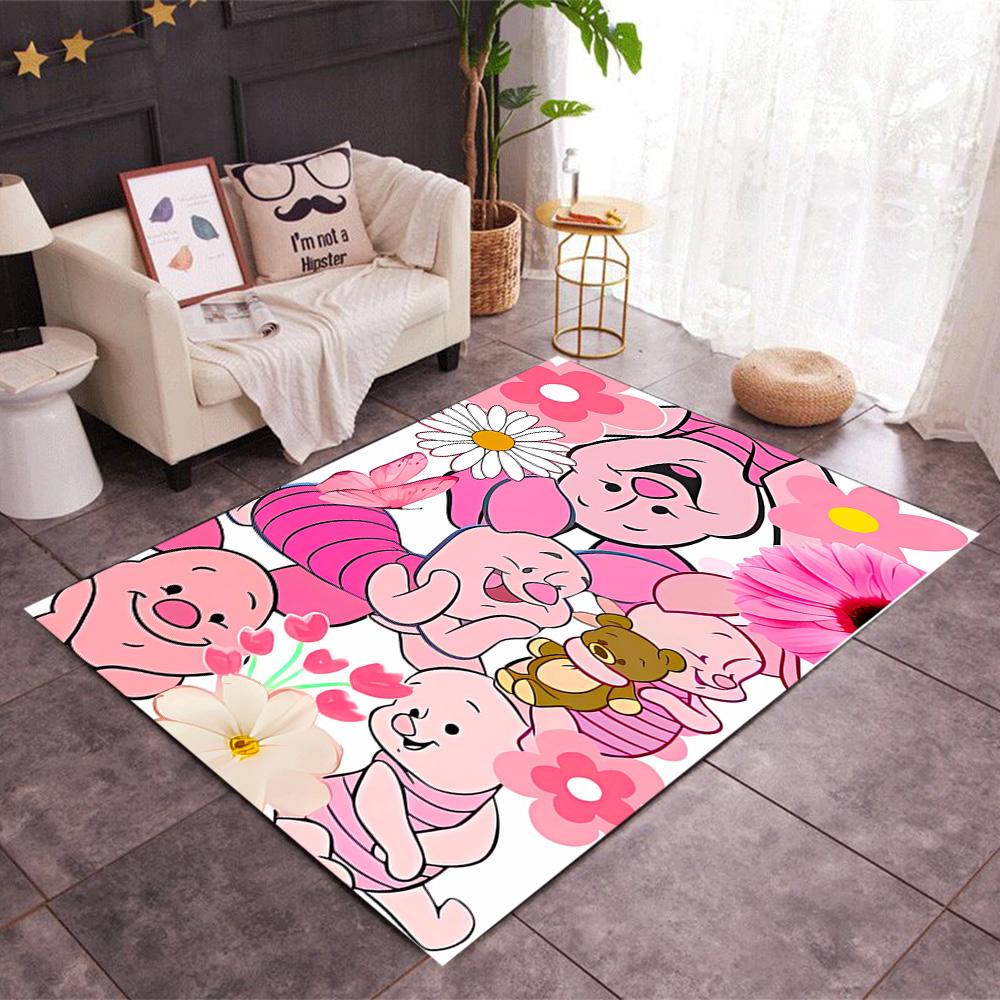 Ferkels Lila Schal Abenteuer Disney Zeichentrickfilm Thema Rutschfester Teppich - Polyester, Heimdekoration, Geeignet für Schlafzimmer, Wohnzimmer, Eingangsbereiche und Studios