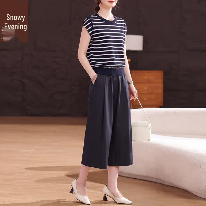 XUEXI Women s Striped Short-Sleeve Summer Set M