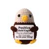 Handmade Knitted Bald Eagle Doll With Positive Card Home Room Decoration Crochet Bald Eagle Desktop Ornament Christmas Gifts