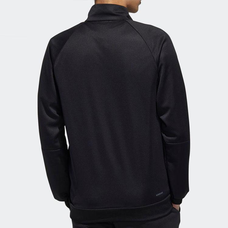 Adidas Solid Color Stand Collar Fitness Sports Jacket Men Outerwear Black GD3792