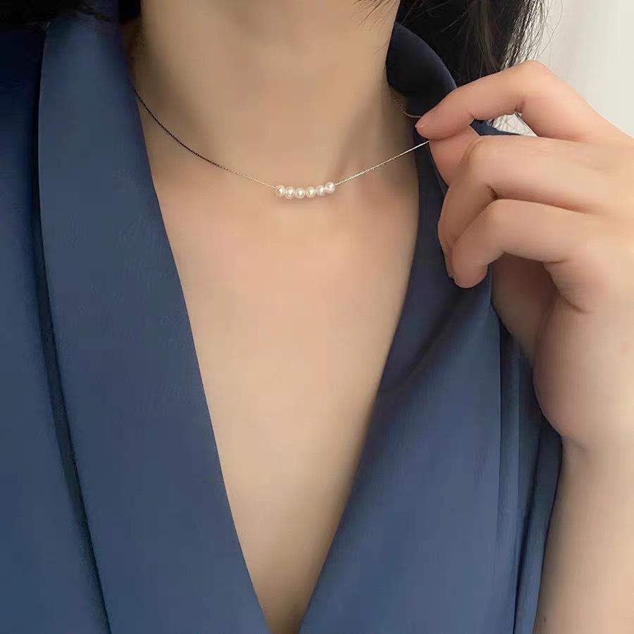 925 Sterling Silver Necklace, Simple and Versatile Jewelry, Natural Freshwater Pearl Smile Collarbone Chain, Women's Ins Senior Sense 2026