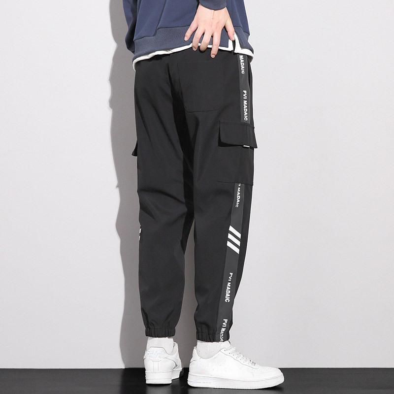 Fashion Men's Cargo Pants Multiple Pockets Letter Print Casual Trouser Streetwear Joggers Hip Hop Harem Pants Trousers Clothing