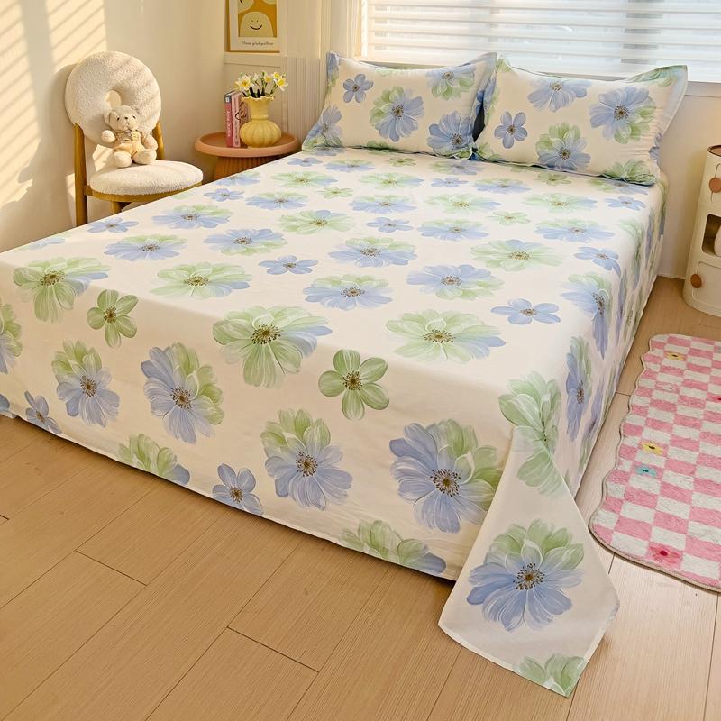 100% Cotton Flat Sheet Pillowcase Floral Style Bed Sheet Set Skin-friendly Bed Linen Adults Kids Flat Bedsheets roupa de cama