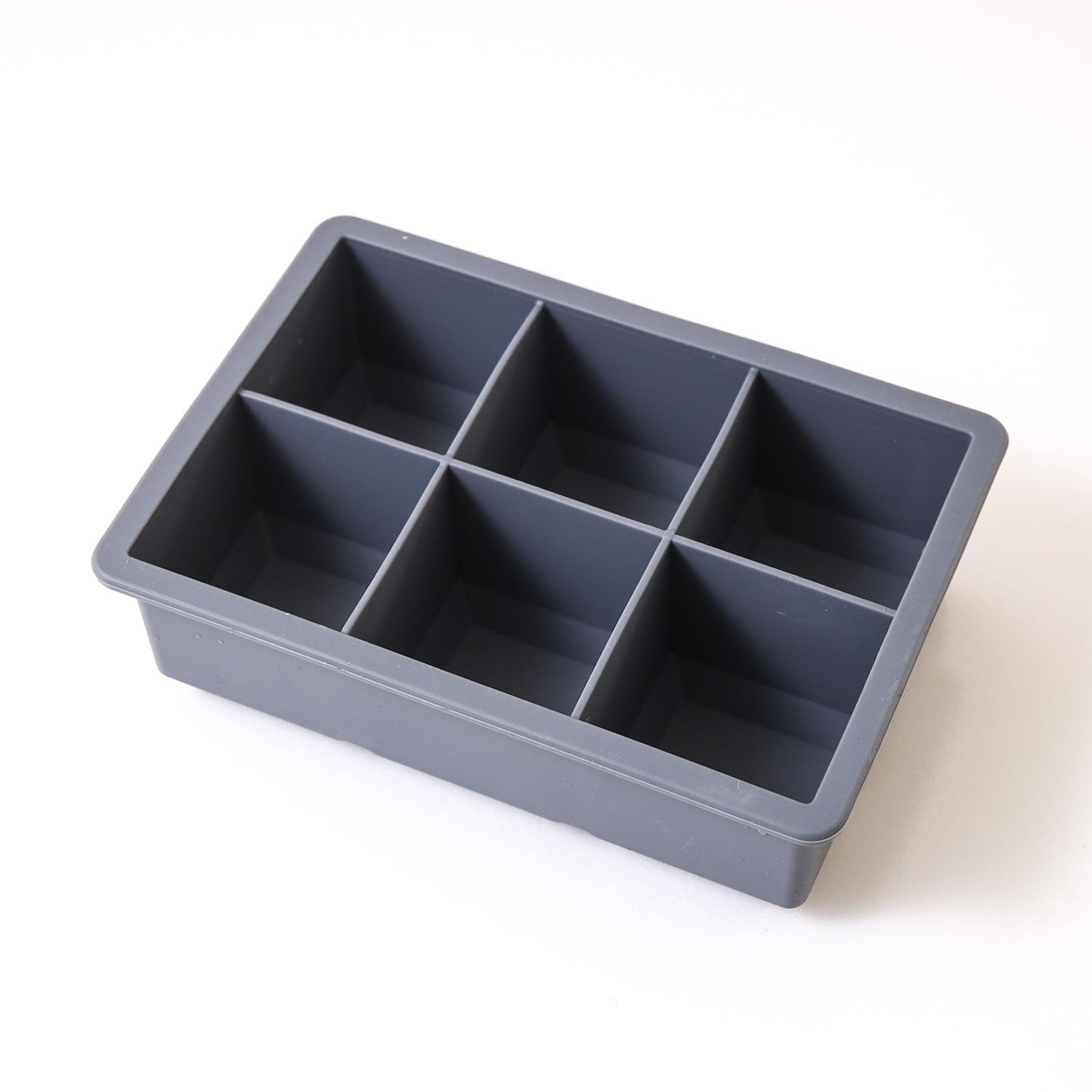 

1 шт., силиконовая форма для отсека для льда, 6 даже квадратных отсеков для льда, форма для кубиков льда, домашний силиконовый ледяной шар серый