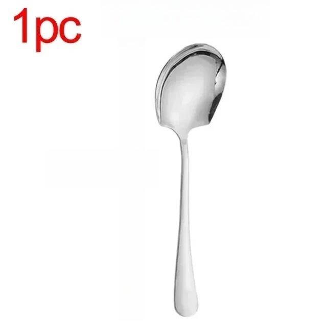 

1/4PCS Large Stainless Steel Spoon Long Handle Soup Spoons Round Scoops For Dinner Dessert Hot Pot Colander Kitchen Tableware