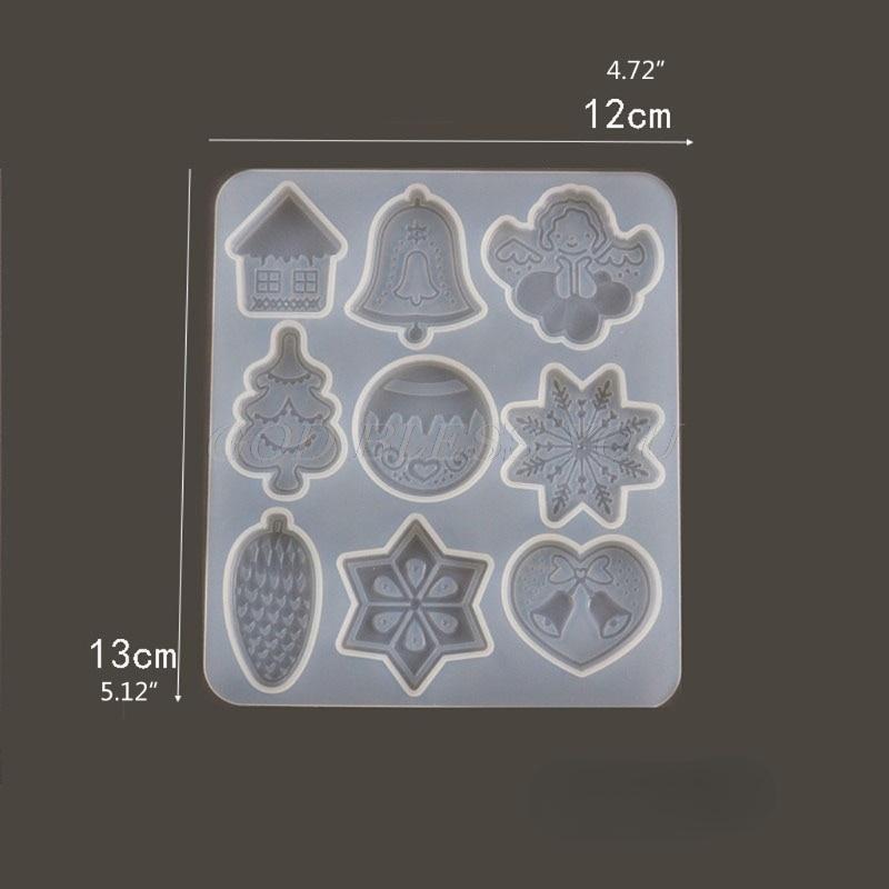 Christmas DIY Crystal Epoxy Mold Christmas Tree Snowflake Elk Pendant Silicone Mold Keychain Listing Jewelry Silicone Resin. Light Grey