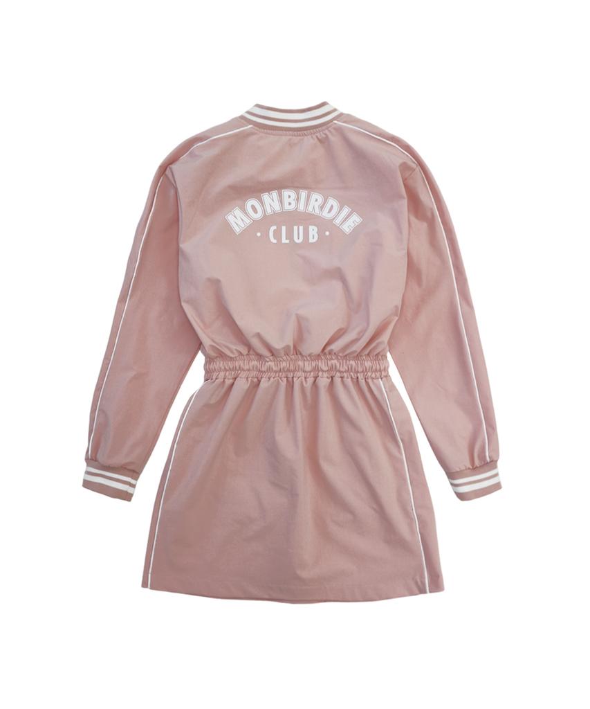 Mongbirdy Golf Windbreaker Nylon Half-Zip Long-Sleeve Dress Pink