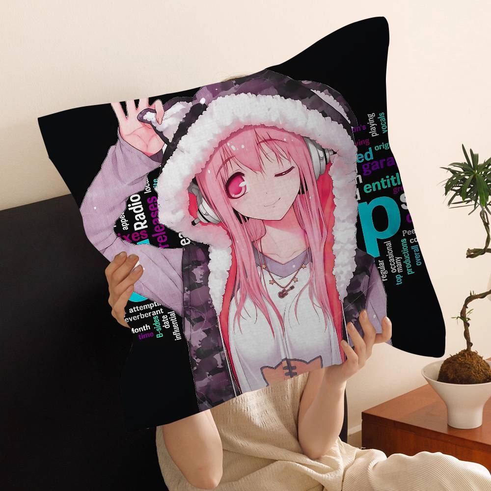 SSuper Sonico Personalized Pillow Dust Cover Bedroom Kids Party Decoration Pillowcase Birthday Children Gift