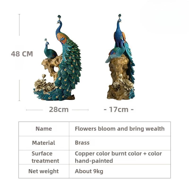 Peacock Copper Ornament for Home Decor Blooming Prosperity Handcrafted Gift for Housewarming