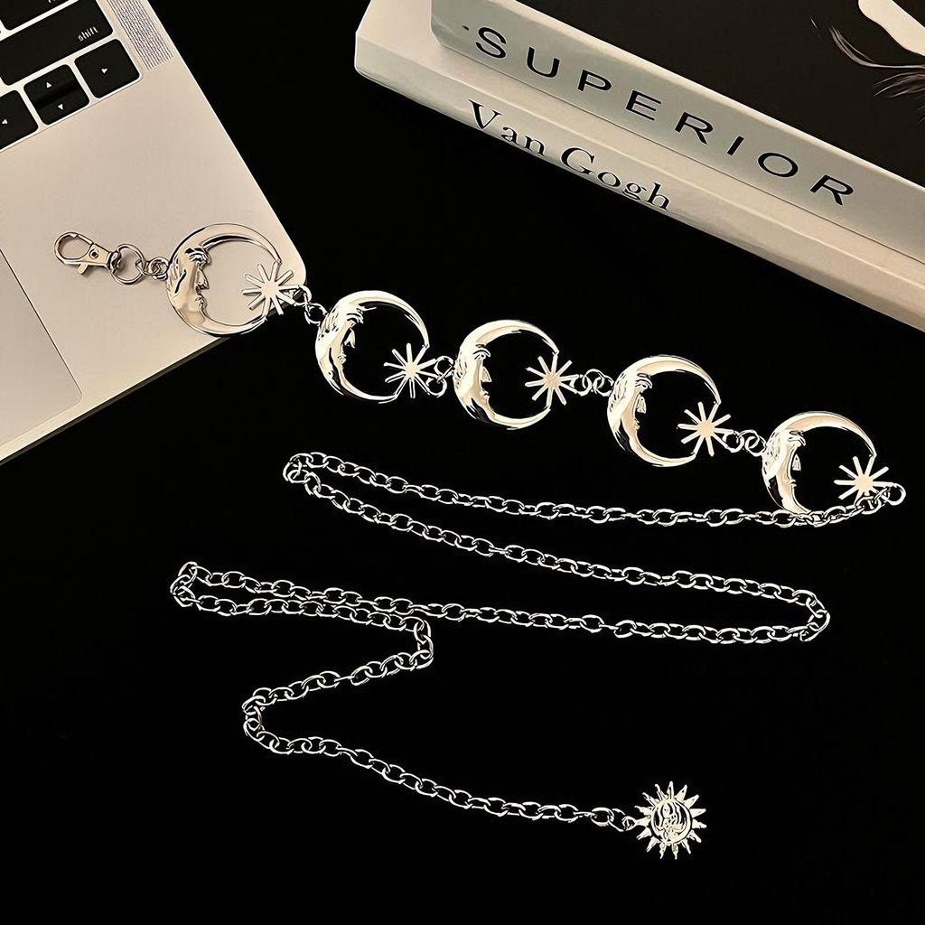 Vintage Punk Metal Chain Waist Belt for Women Sun Moon Butterfly Gothic Hip Hop Dress Jeans Waistband Long Fashion Accessory
